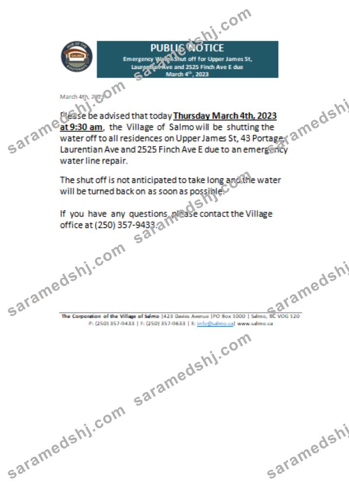 Hub of the Salmo Kootenays utility shut off notice business bill, SCR